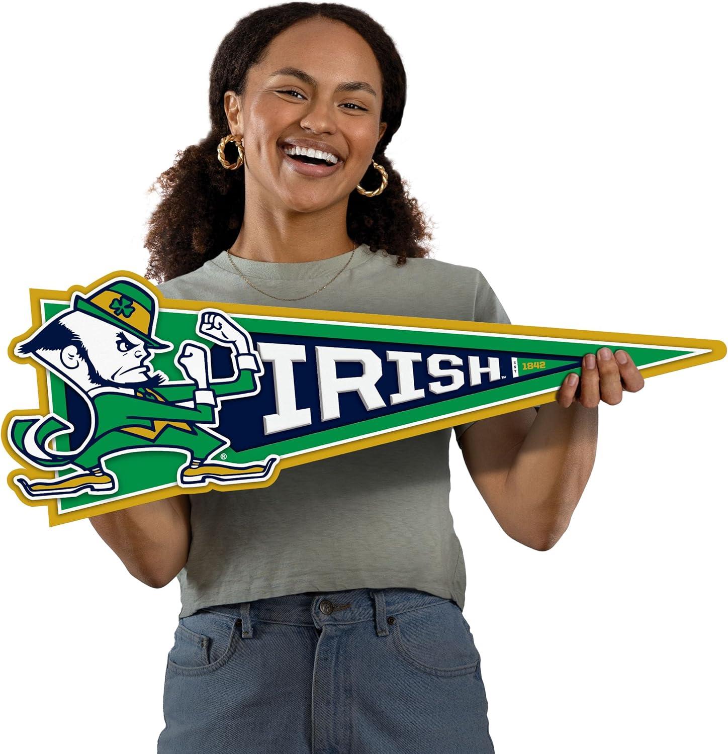 image:imageYouTheFan NCAA 3D Wall Pennant precisioncrafted unique shape made of multiple layers readytohang officially licensed and stylish addition for ultimate team fanNotre Dame Fighting Irish