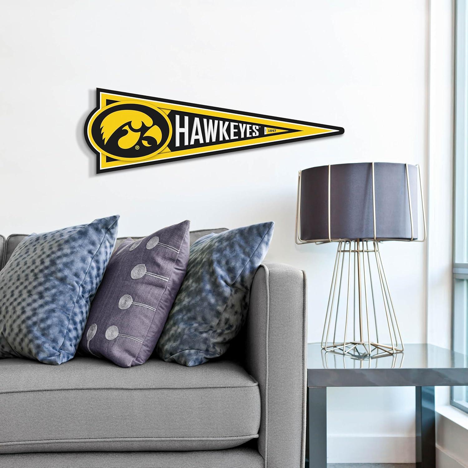 image:imageYouTheFan NCAA 3D Wall Pennant precisioncrafted unique shape made of multiple layers readytohang officially licensed and stylish addition for ultimate team fanIowa Hawkeyes