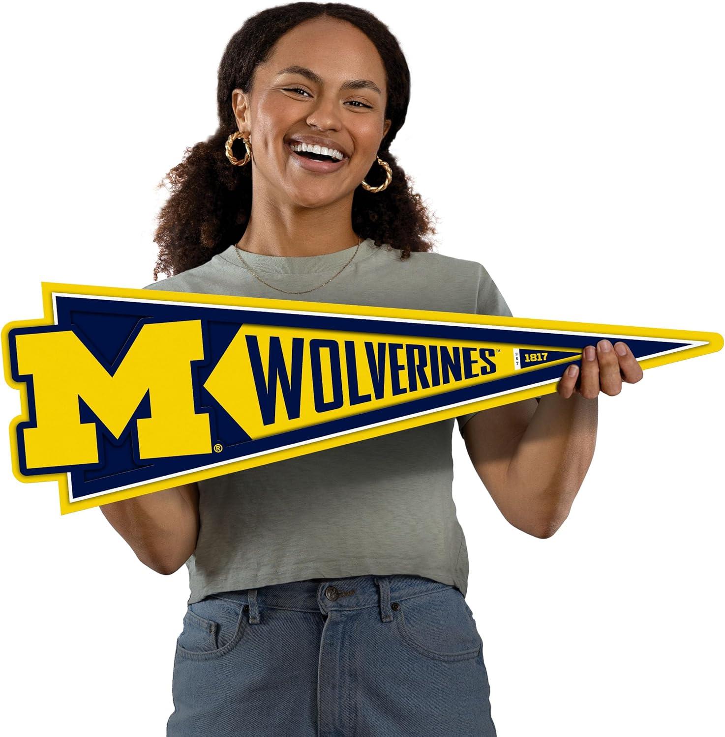 image:imageYouTheFan NCAA 3D Wall Pennant precisioncrafted unique shape made of multiple layers readytohang officially licensed and stylish addition for ultimate team fanMichigan Wolverines