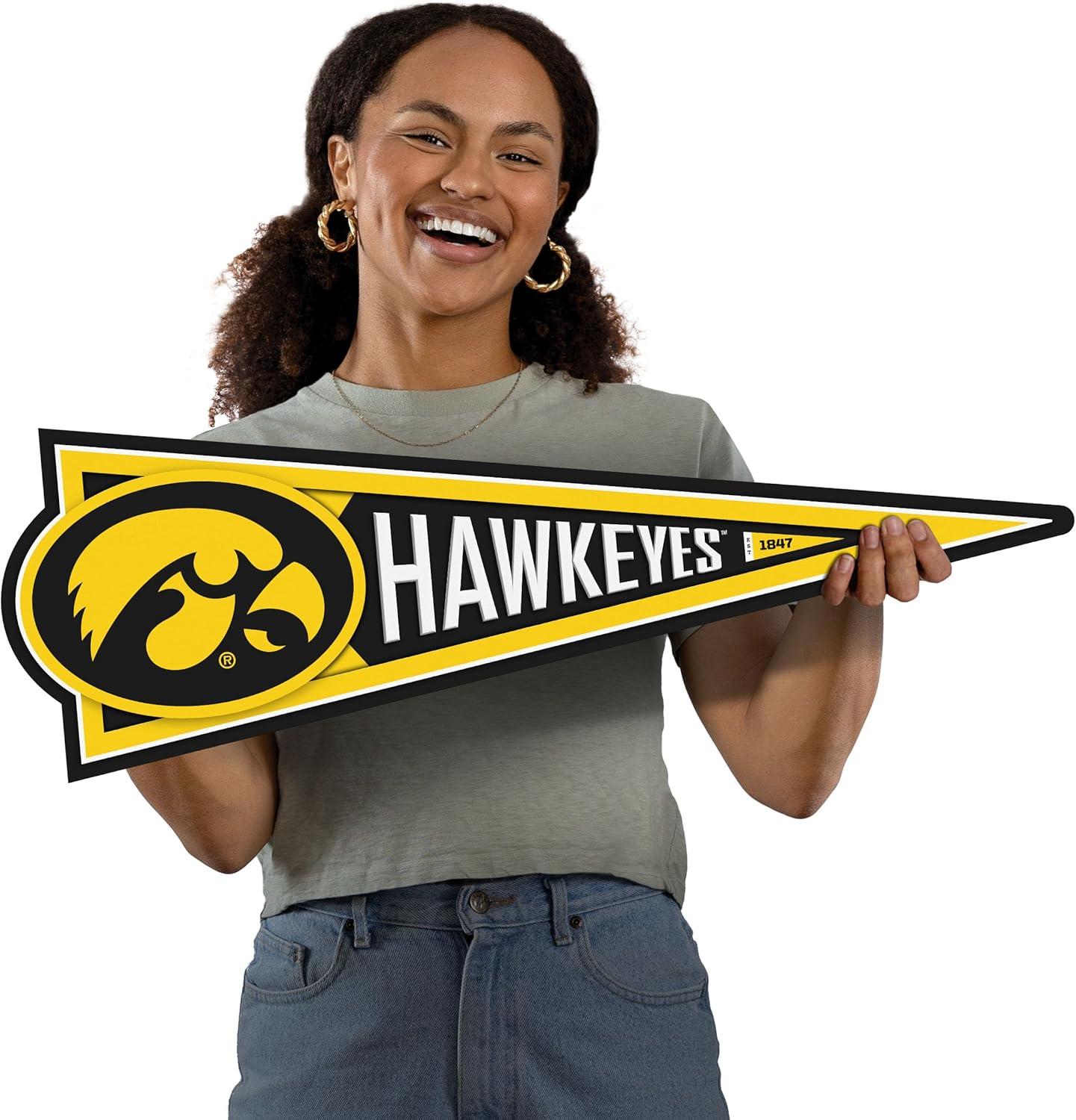image:imageYouTheFan NCAA 3D Wall Pennant precisioncrafted unique shape made of multiple layers readytohang officially licensed and stylish addition for ultimate team fanIowa Hawkeyes