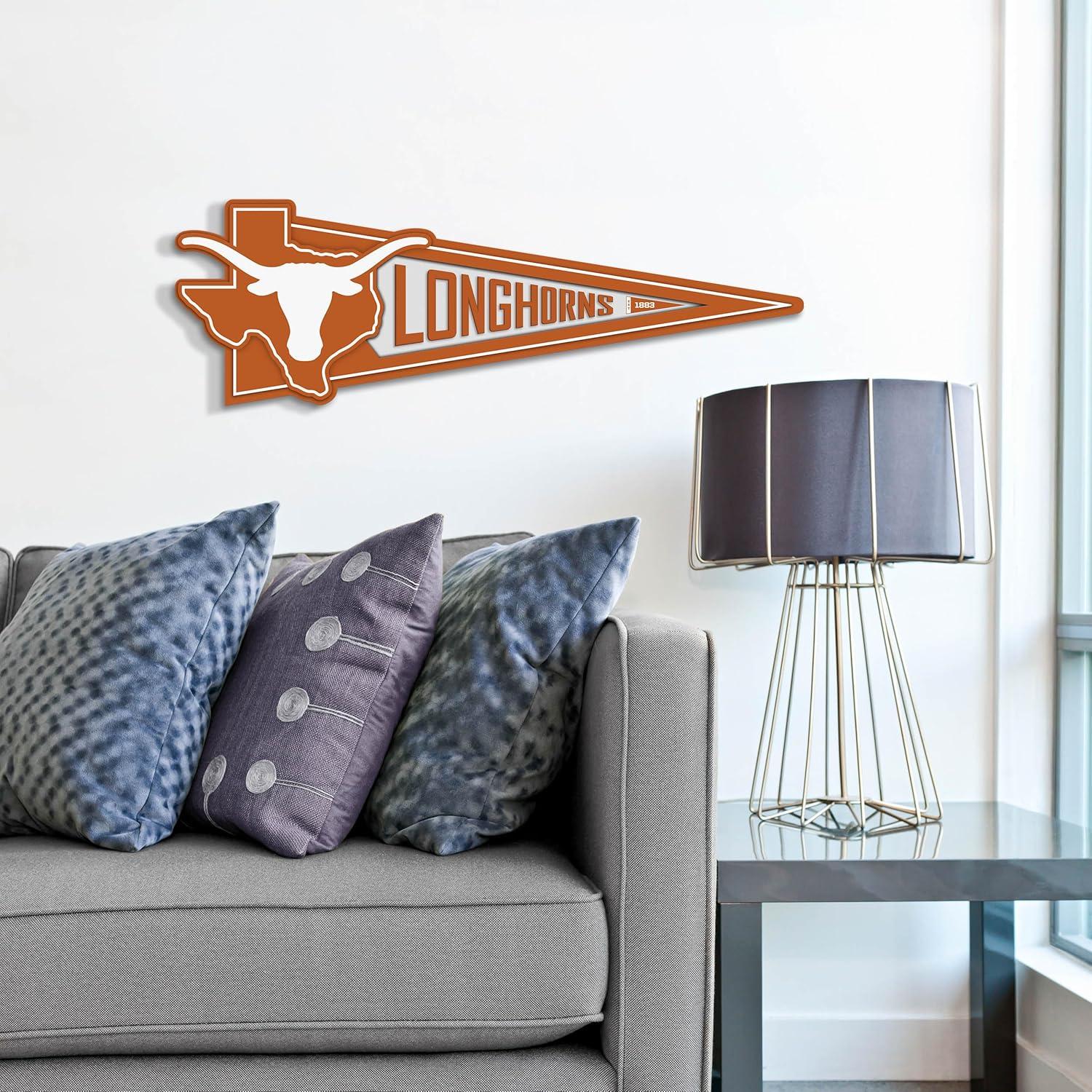 image:imageYouTheFan NCAA 3D Wall Pennant precisioncrafted unique shape made of multiple layers readytohang officially licensed and stylish addition for ultimate team fanTexas Longhorns