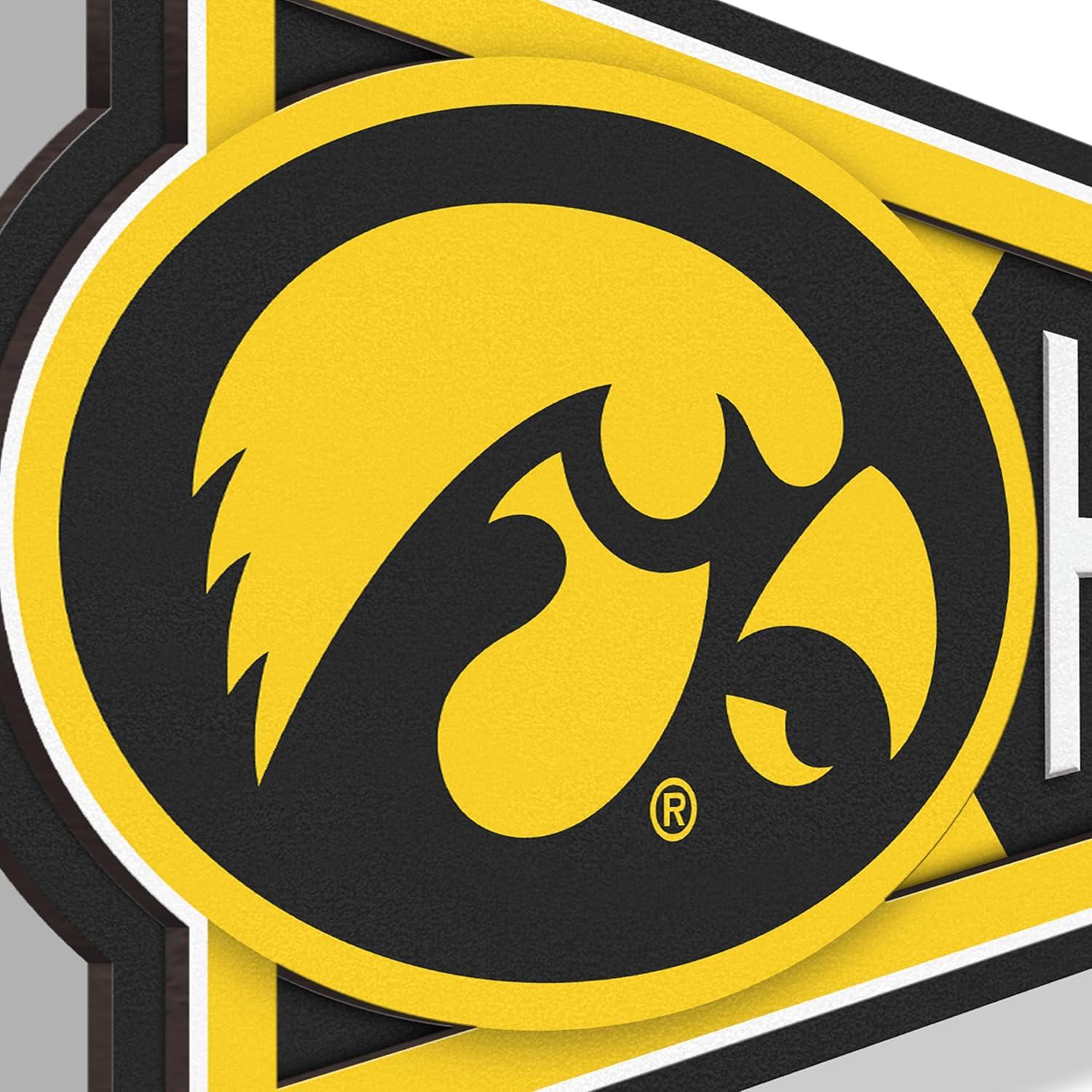 image:imageYouTheFan NCAA 3D Wall Pennant precisioncrafted unique shape made of multiple layers readytohang officially licensed and stylish addition for ultimate team fanIowa Hawkeyes