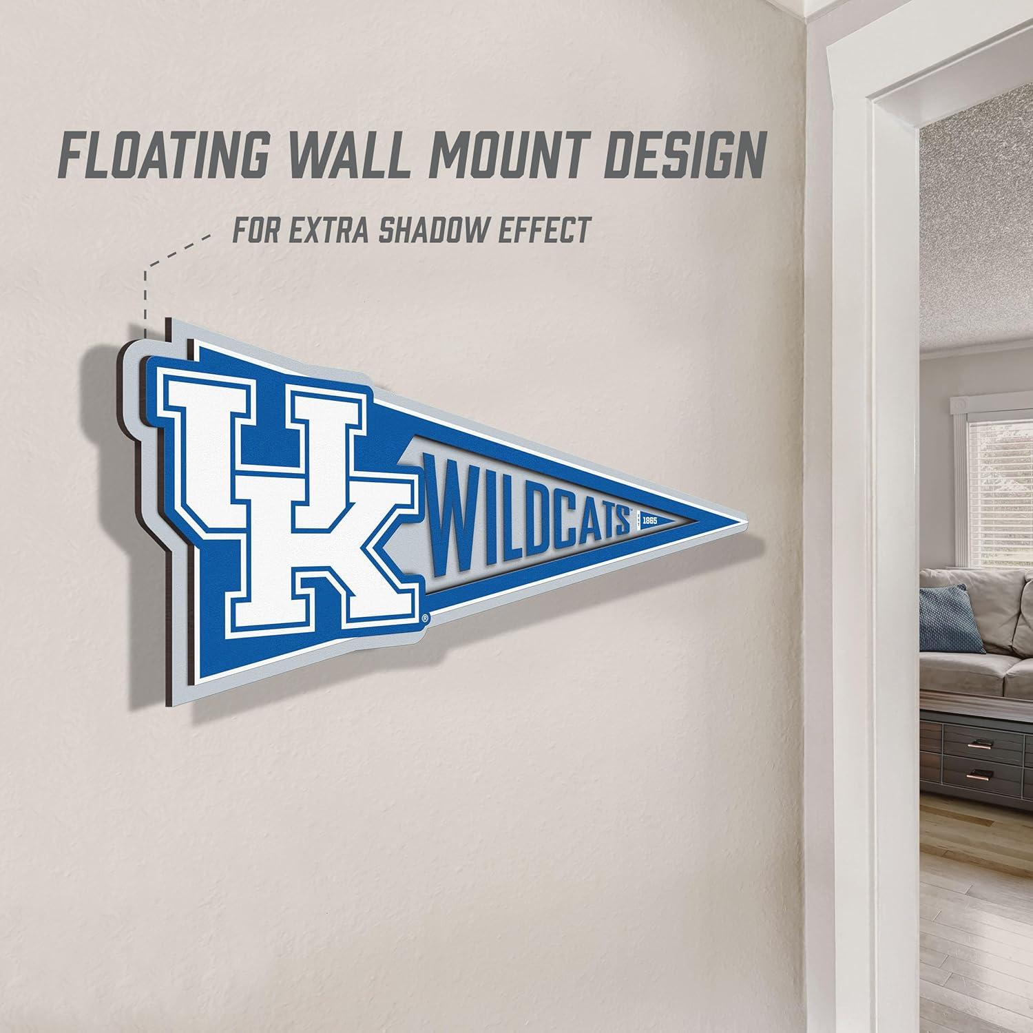 image:imageYouTheFan NCAA 3D Wall Pennant precisioncrafted unique shape made of multiple layers readytohang officially licensed and stylish addition for ultimate team fanKentucky Wildcats