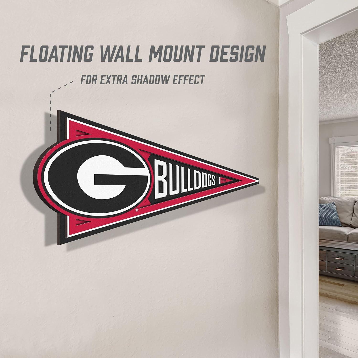 image:imageYouTheFan NCAA 3D Wall Pennant precisioncrafted unique shape made of multiple layers readytohang officially licensed and stylish addition for ultimate team fanGeorgia Bulldogs