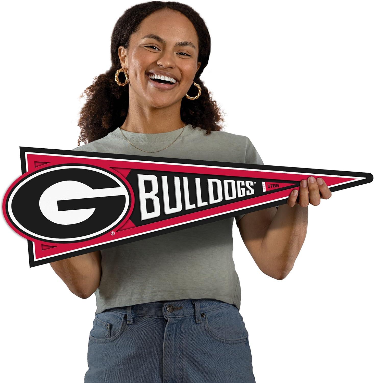 image:imageYouTheFan NCAA 3D Wall Pennant precisioncrafted unique shape made of multiple layers readytohang officially licensed and stylish addition for ultimate team fanGeorgia Bulldogs