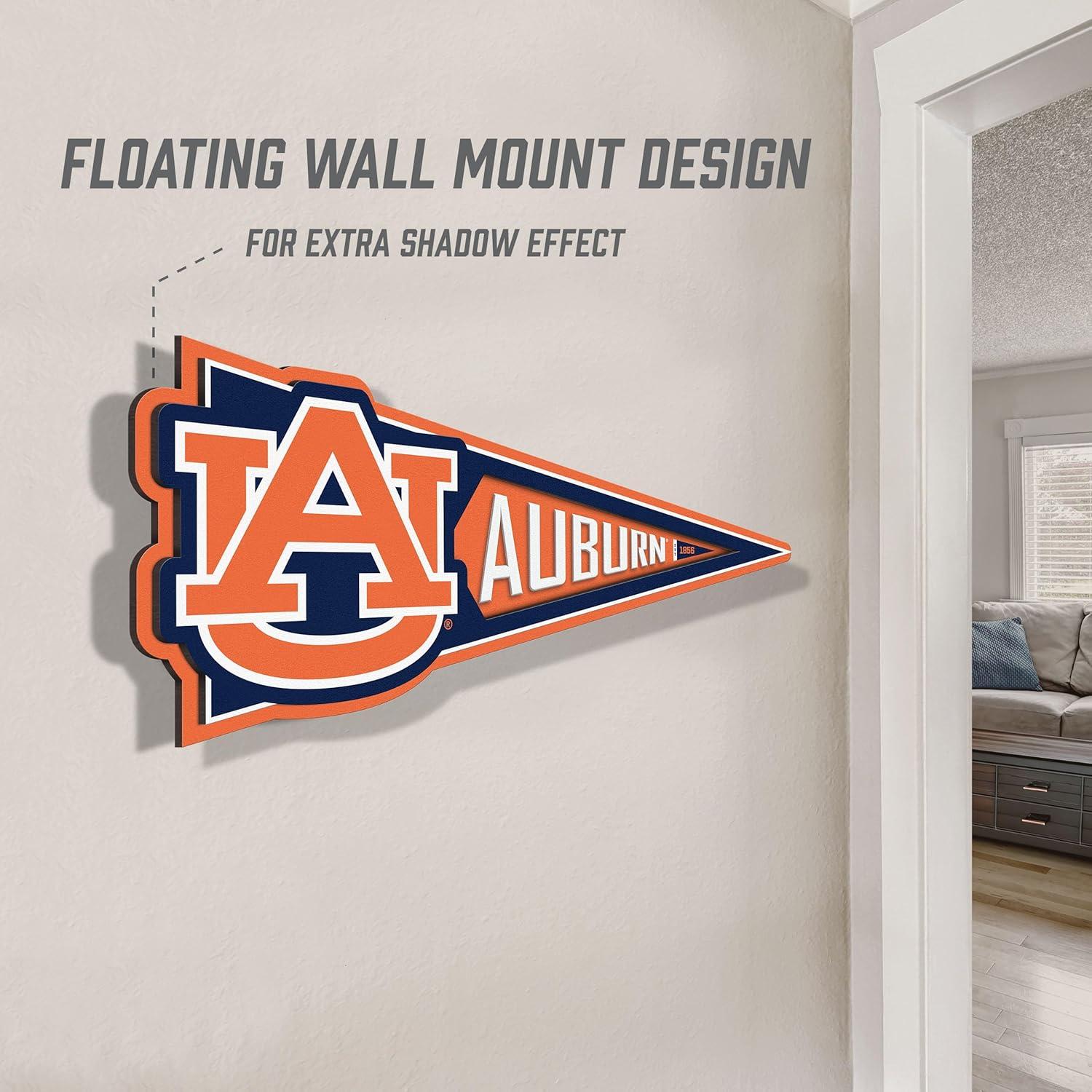 image:imageYouTheFan NCAA 3D Wall Pennant precisioncrafted unique shape made of multiple layers readytohang officially licensed and stylish addition for ultimate team fanAuburn Tigers
