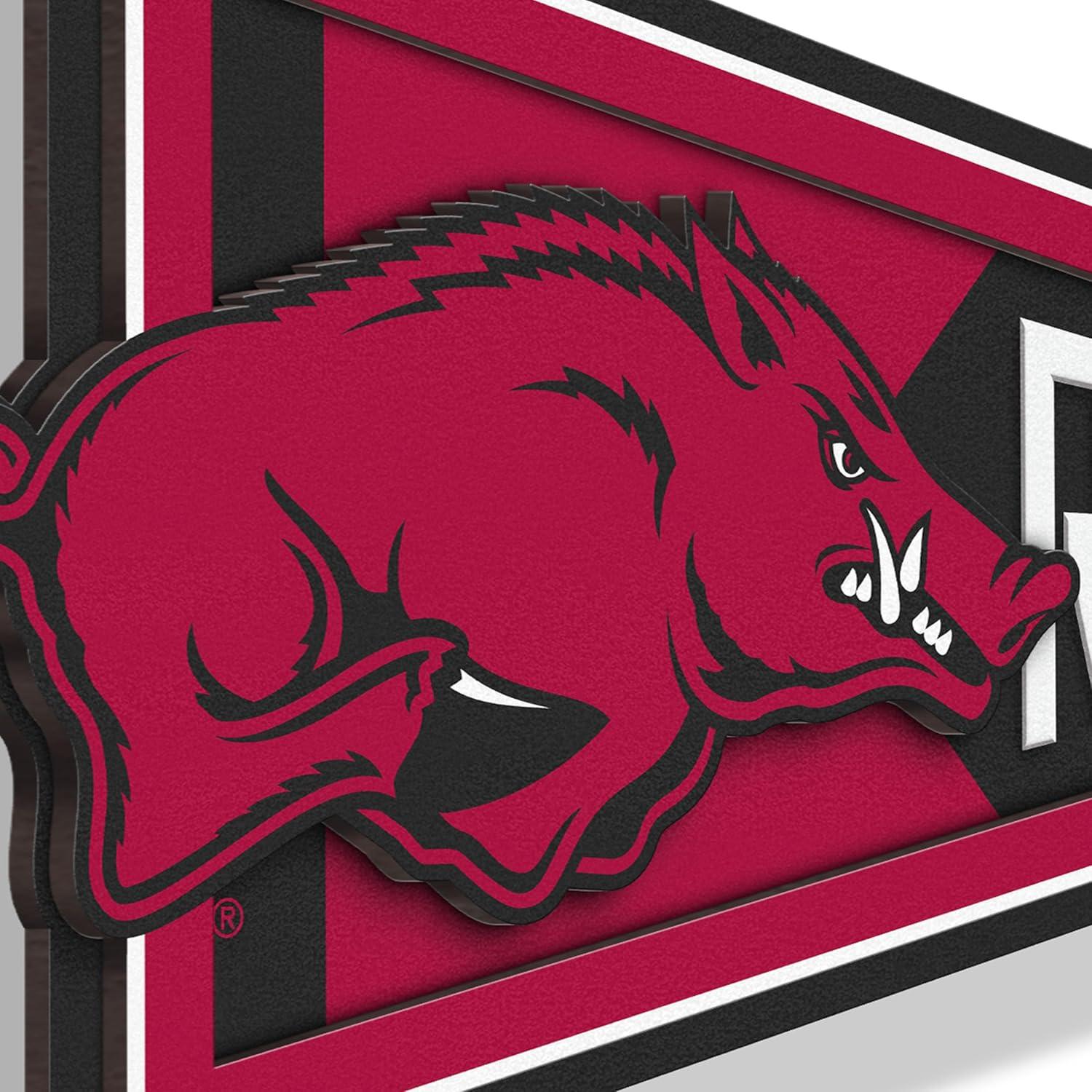 image:imageYouTheFan NCAA 3D Wall Pennant precisioncrafted unique shape made of multiple layers readytohang officially licensed and stylish addition for ultimate team fanArkansas Razorbacks