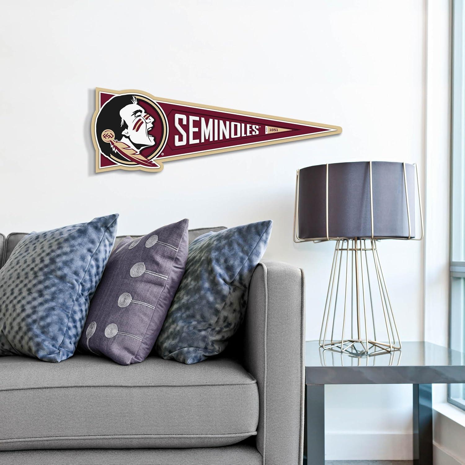image:imageYouTheFan NCAA 3D Wall Pennant precisioncrafted unique shape made of multiple layers readytohang officially licensed and stylish addition for ultimate team fanFlorida State Seminoles