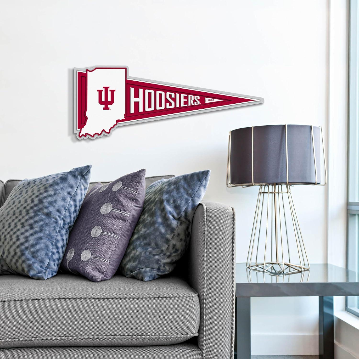 image:imageYouTheFan NCAA 3D Wall Pennant precisioncrafted unique shape made of multiple layers readytohang officially licensed and stylish addition for ultimate team fanIndiana Hoosiers