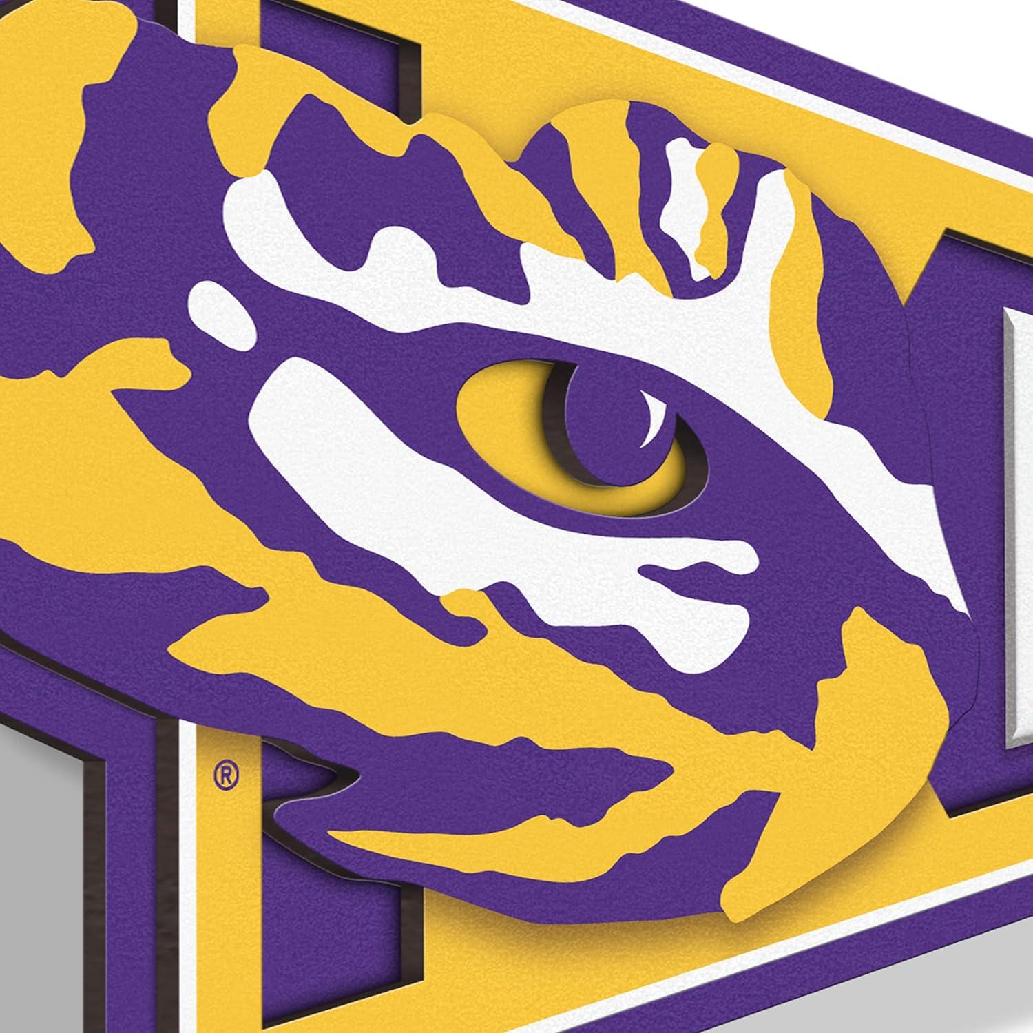 image:imageYouTheFan NCAA 3D Wall Pennant precisioncrafted unique shape made of multiple layers readytohang officially licensed and stylish addition for ultimate team fanLSU Tigers