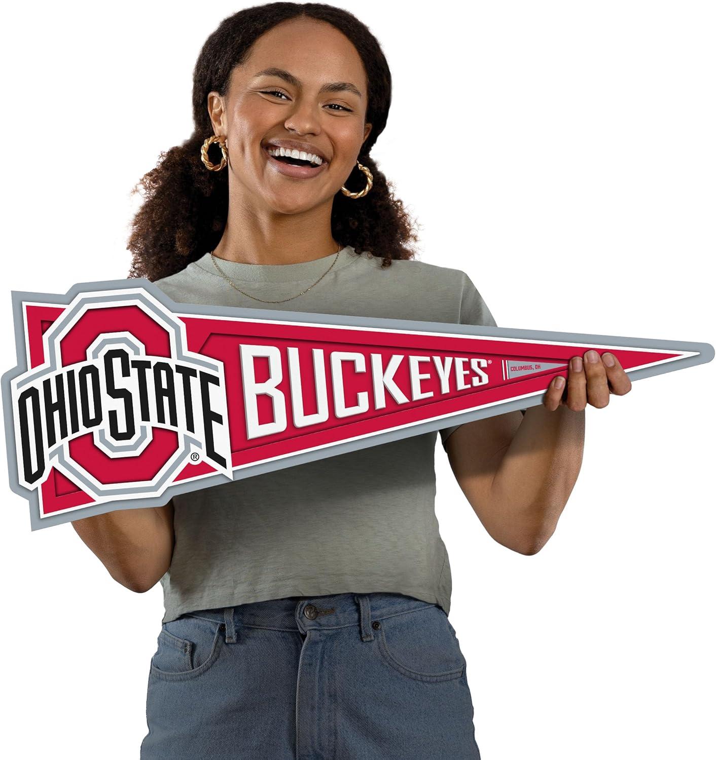 image:imageYouTheFan NCAA 3D Wall Pennant precisioncrafted unique shape made of multiple layers readytohang officially licensed and stylish addition for ultimate team fanOhio State Buckeyes
