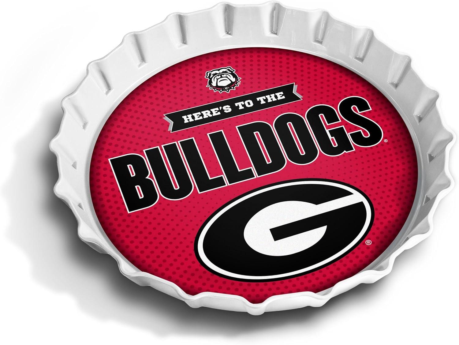 image:imageYouTheFan OfficiallyLicensed NCAA Bottlecap Serving Tray 13 x 13 Bottle Cap Shaped Tray 100 Melamine Dishwasher Safe BPA Free Great Fan GiftGeorgia Bulldogs