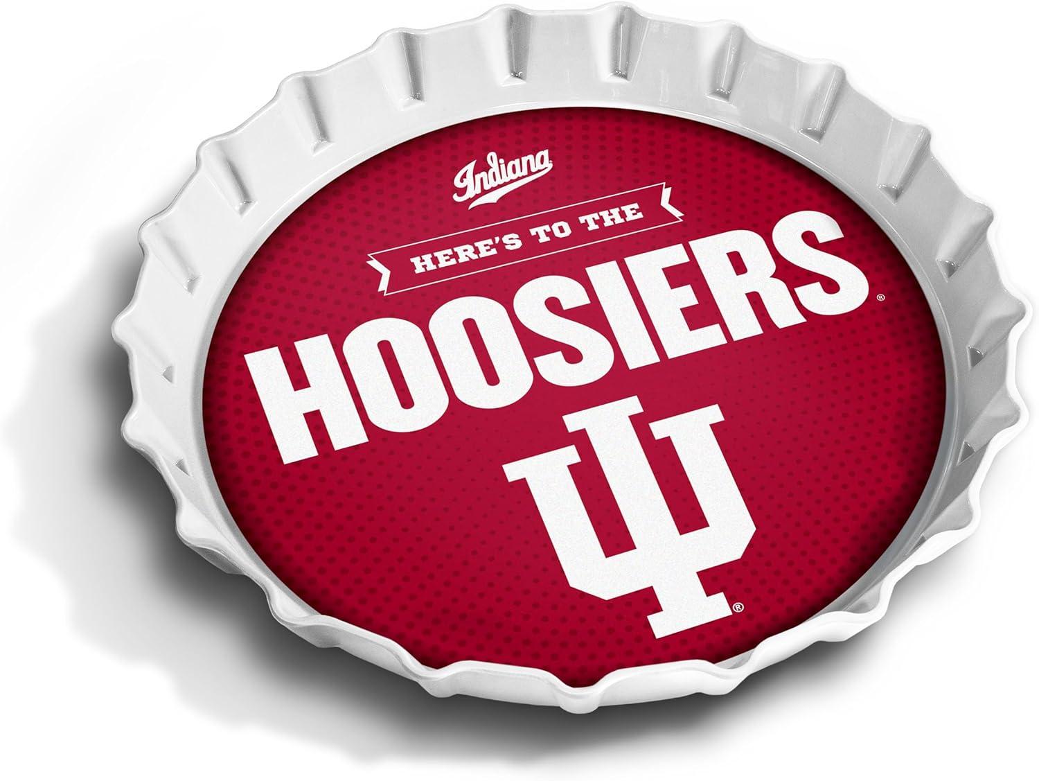 image:imageYouTheFan OfficiallyLicensed NCAA Bottlecap Serving Tray 13 x 13 Bottle Cap Shaped Tray 100 Melamine Dishwasher Safe BPA Free Great Fan GiftIndiana Hoosiers