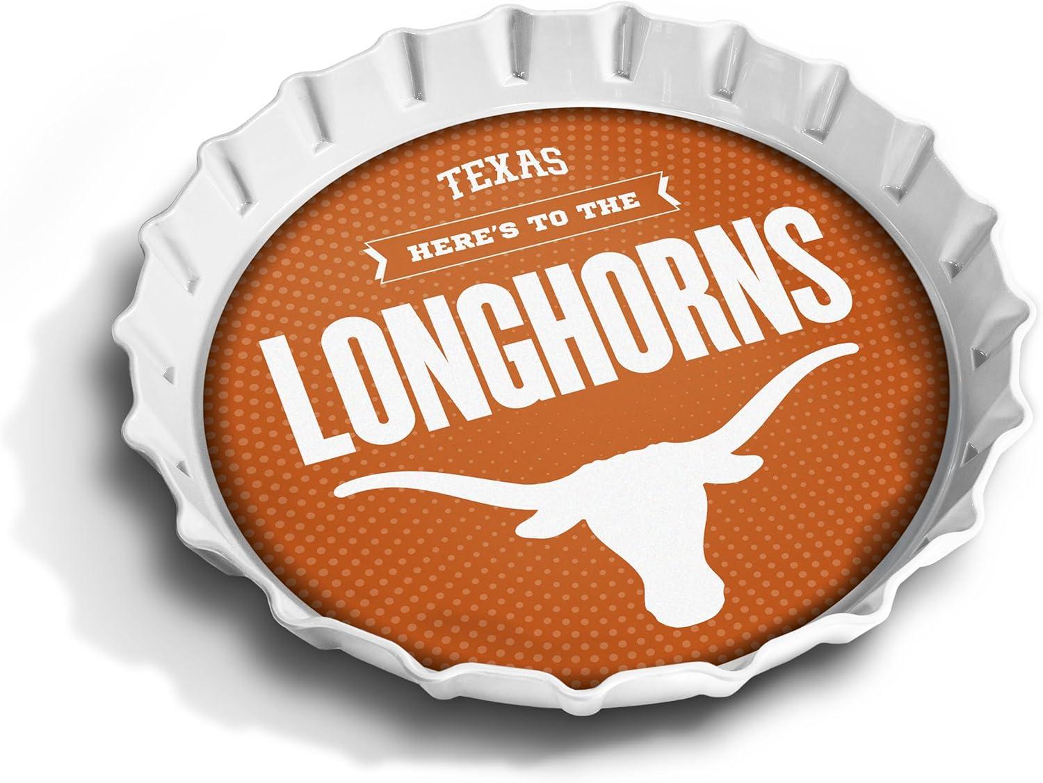 image:imageYouTheFan OfficiallyLicensed NCAA Bottlecap Serving Tray 13 x 13 Bottle Cap Shaped Tray 100 Melamine Dishwasher Safe BPA Free Great Fan GiftTexas Longhorns