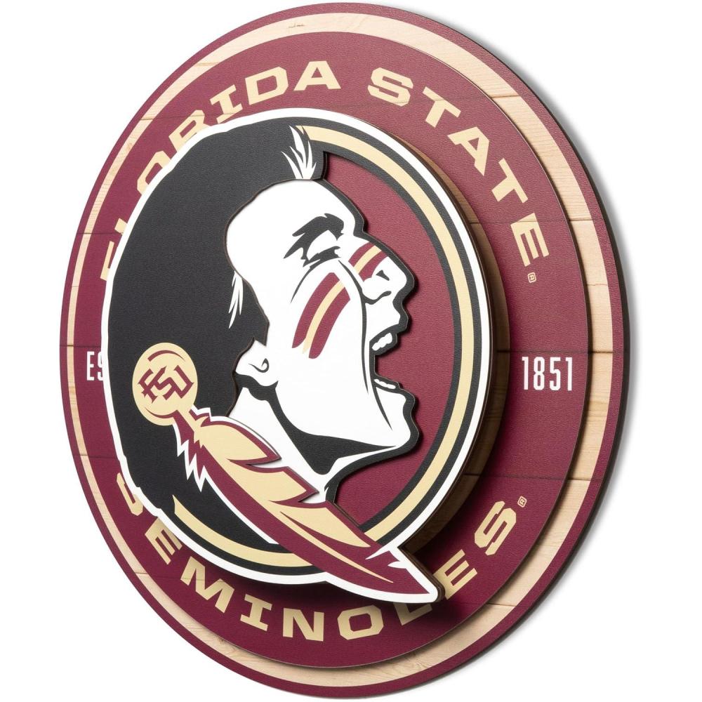 image:imageYouTheFan NCAA 3D Circle Backer Wall Art precisioncrafted multiple layers create striking depth readytohang officially licensed and visually stands outFlorida State Seminoles