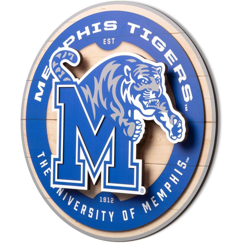 image:imageYouTheFan NCAA 3D Circle Backer Wall Art precisioncrafted multiple layers create striking depth readytohang officially licensed and visually stands outMemphis Tigers