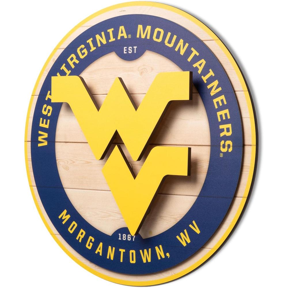 image:imageYouTheFan NCAA 3D Circle Backer Wall Art precisioncrafted multiple layers create striking depth readytohang officially licensed and visually stands outWest Virginia Mountaineers