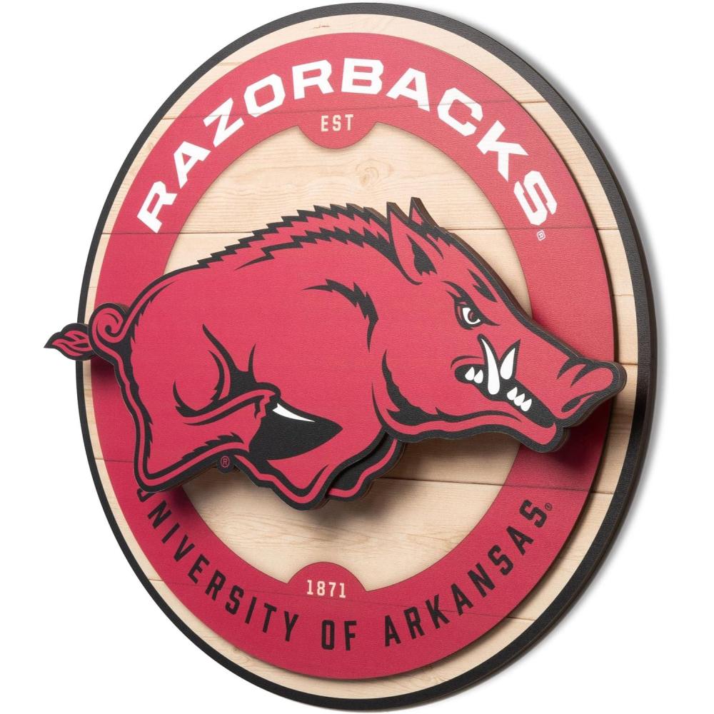 image:imageYouTheFan NCAA 3D Circle Backer Wall Art precisioncrafted multiple layers create striking depth readytohang officially licensed and visually stands outArkansas Razorbacks