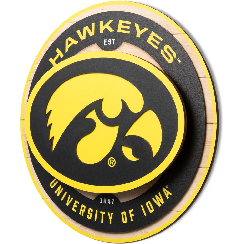 image:imageYouTheFan NCAA 3D Circle Backer Wall Art precisioncrafted multiple layers create striking depth readytohang officially licensed and visually stands outIowa Hawkeyes
