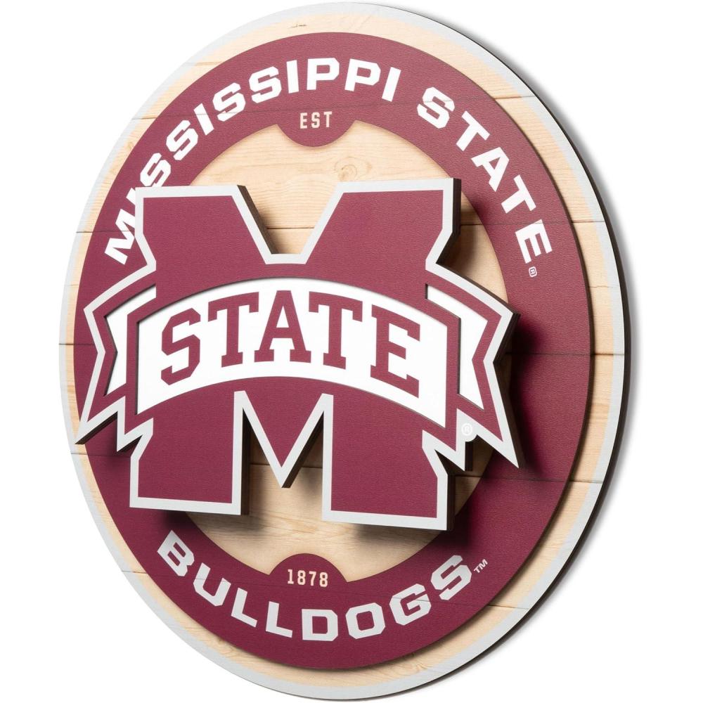 image:imageYouTheFan NCAA 3D Circle Backer Wall Art precisioncrafted multiple layers create striking depth readytohang officially licensed and visually stands outMississippi State Bulldogs