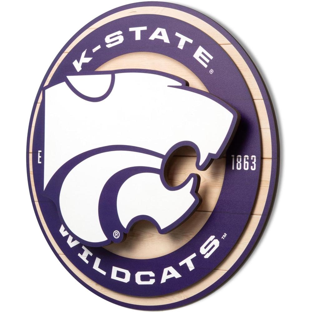 image:imageYouTheFan NCAA 3D Circle Backer Wall Art precisioncrafted multiple layers create striking depth readytohang officially licensed and visually stands outKansas State Wildcats