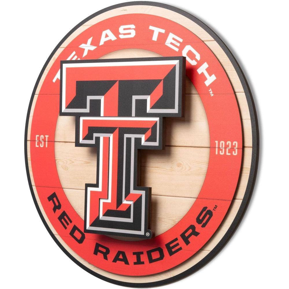 image:imageYouTheFan NCAA 3D Circle Backer Wall Art precisioncrafted multiple layers create striking depth readytohang officially licensed and visually stands outTexas Tech Red Raiders