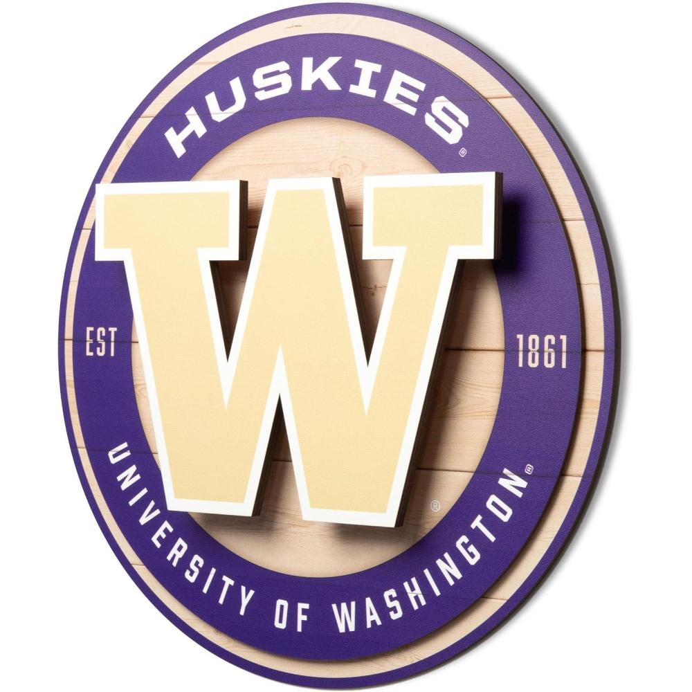 image:imageYouTheFan NCAA 3D Circle Backer Wall Art precisioncrafted multiple layers create striking depth readytohang officially licensed and visually stands outWashington Huskies