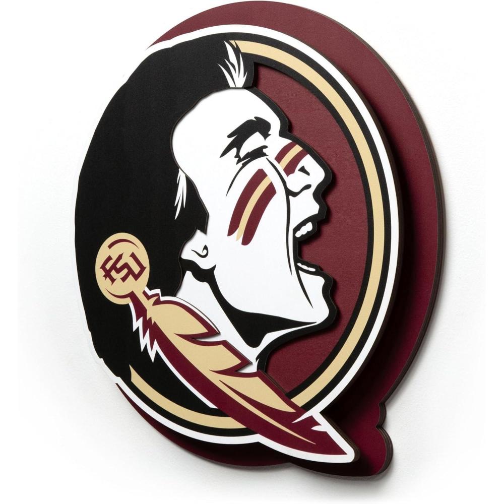 image:imageYouTheFan NCAA 3D DieCut Wall Art precisioncrafted and lasercut in the exact shape of your teams logo multiple layers create striking depth readytohang and officially licensedFlorida State Seminoles