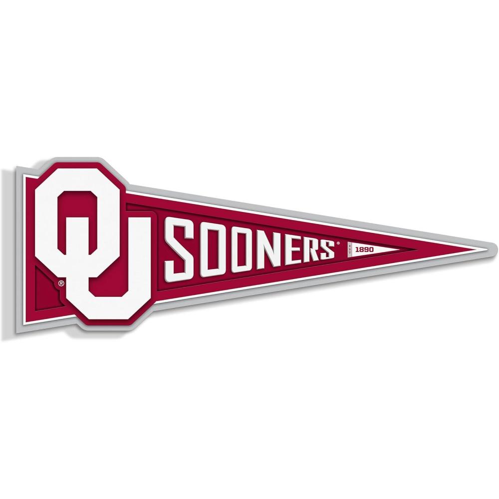 image:imageYouTheFan NCAA 3D Wall Pennant precisioncrafted unique shape made of multiple layers readytohang officially licensed and stylish addition for ultimate team fanOklahoma Sooners
