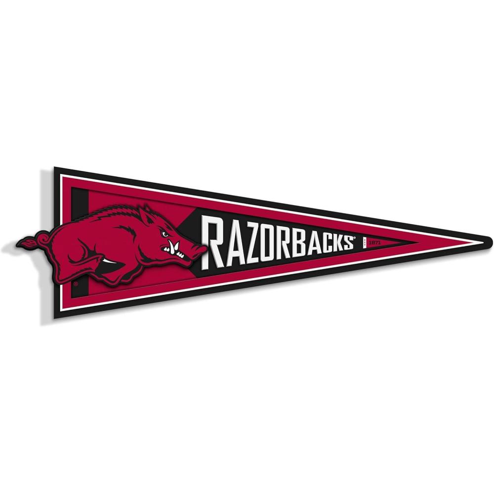 image:imageYouTheFan NCAA 3D Wall Pennant precisioncrafted unique shape made of multiple layers readytohang officially licensed and stylish addition for ultimate team fanArkansas Razorbacks
