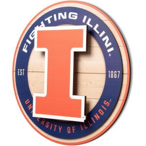 YouTheFan NCAA 3D Circle Backer Wall Art, precision-crafted, multiple layers create striking depth, ready-to-hang, officially licensed and visually stands out(Illinois Fighting illini)