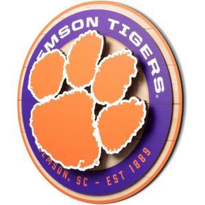 YouTheFan NCAA 3D Circle Backer Wall Art, precision-crafted, multiple layers create striking depth, ready-to-hang, officially licensed and visually stands out(Clemson Tigers)
