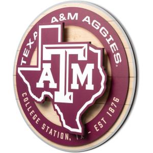 YouTheFan NCAA 3D Circle Backer Wall Art, precision-crafted, multiple layers create striking depth, ready-to-hang, officially licensed and visually stands out(Texas A&M Aggies)