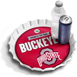 YouTheFan Officially-Licensed NCAA Bottlecap Serving Tray – 13” x 13” – Bottle Cap Shaped Tray – 100% Melamine, Dishwasher Safe, BPA Free – Great Fan Gift(Ohio State Buckeyes)