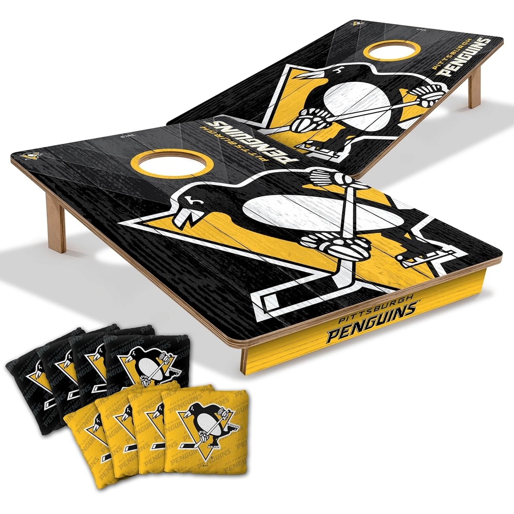 image:imageYouTheFan NHL 2 x 3 Wood Cornhole Game with Logo BagsPittsburgh Penguins