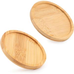 2 Pièces Plateau en Bambou,Dessous de Verre en Bambou,Plateau Rond,Dessous de Bougie,Dessous de Verre pour Boissons,Assiettes de Bougeoirs Rond,pour Les bougeoirs,sous-Verres,décorations de Vacances