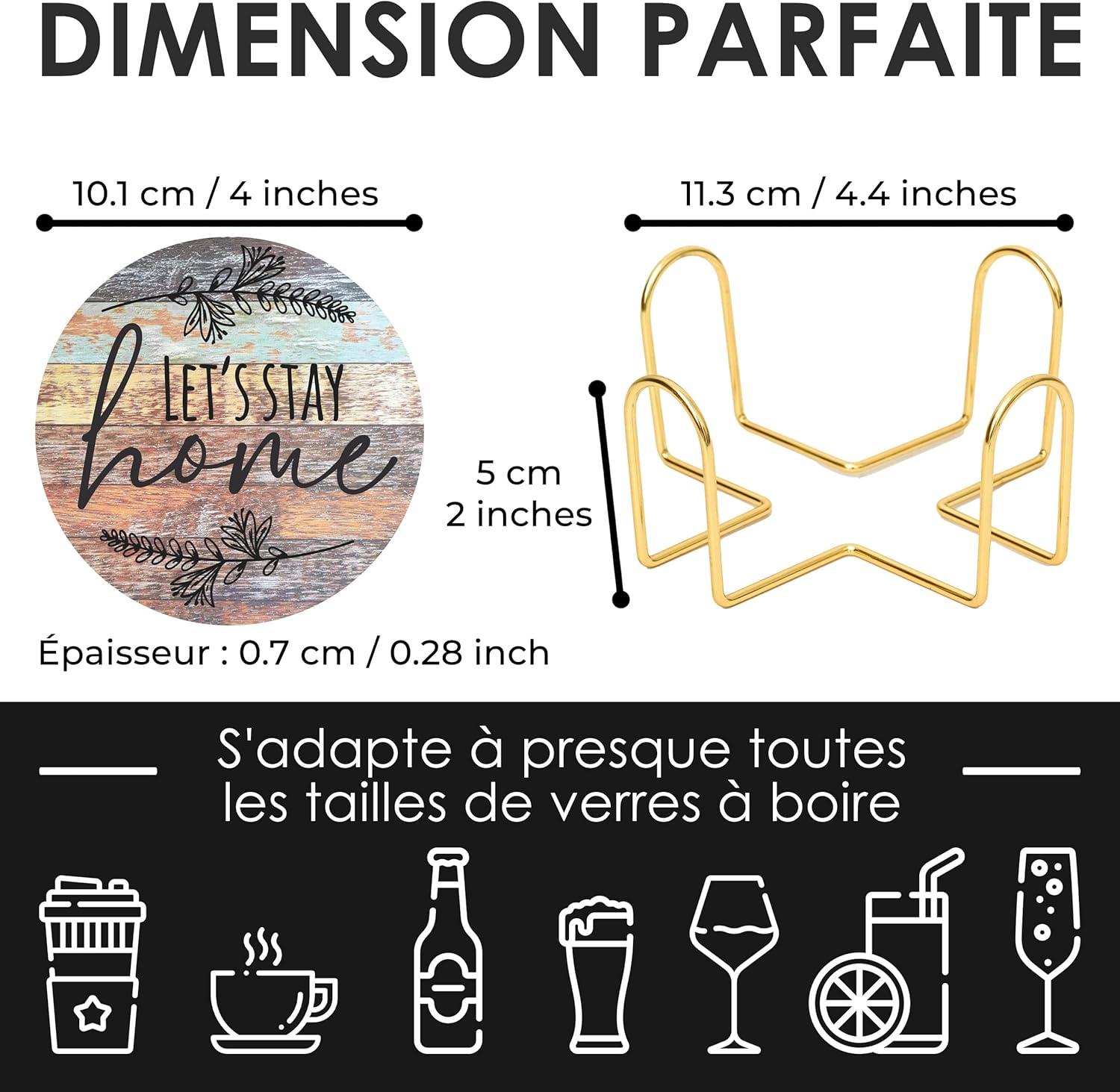 imageLot de 6 Dessous de Verre en cramique Dessous de Verre absorbants avec Support Dessous de Verre Base de lige Dessous de Verre AntiRayures et antidrapants pour Pendaison deWelcome Home