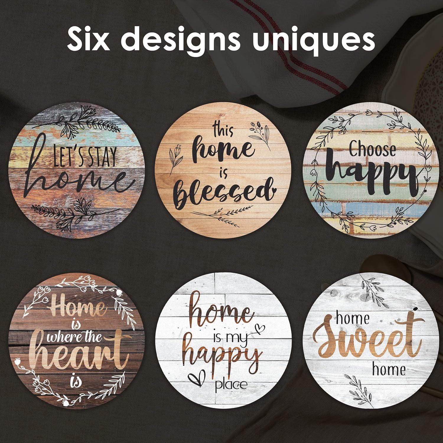 imageLot de 6 Dessous de Verre en cramique Dessous de Verre absorbants avec Support Dessous de Verre Base de lige Dessous de Verre AntiRayures et antidrapants pour Pendaison deWelcome Home