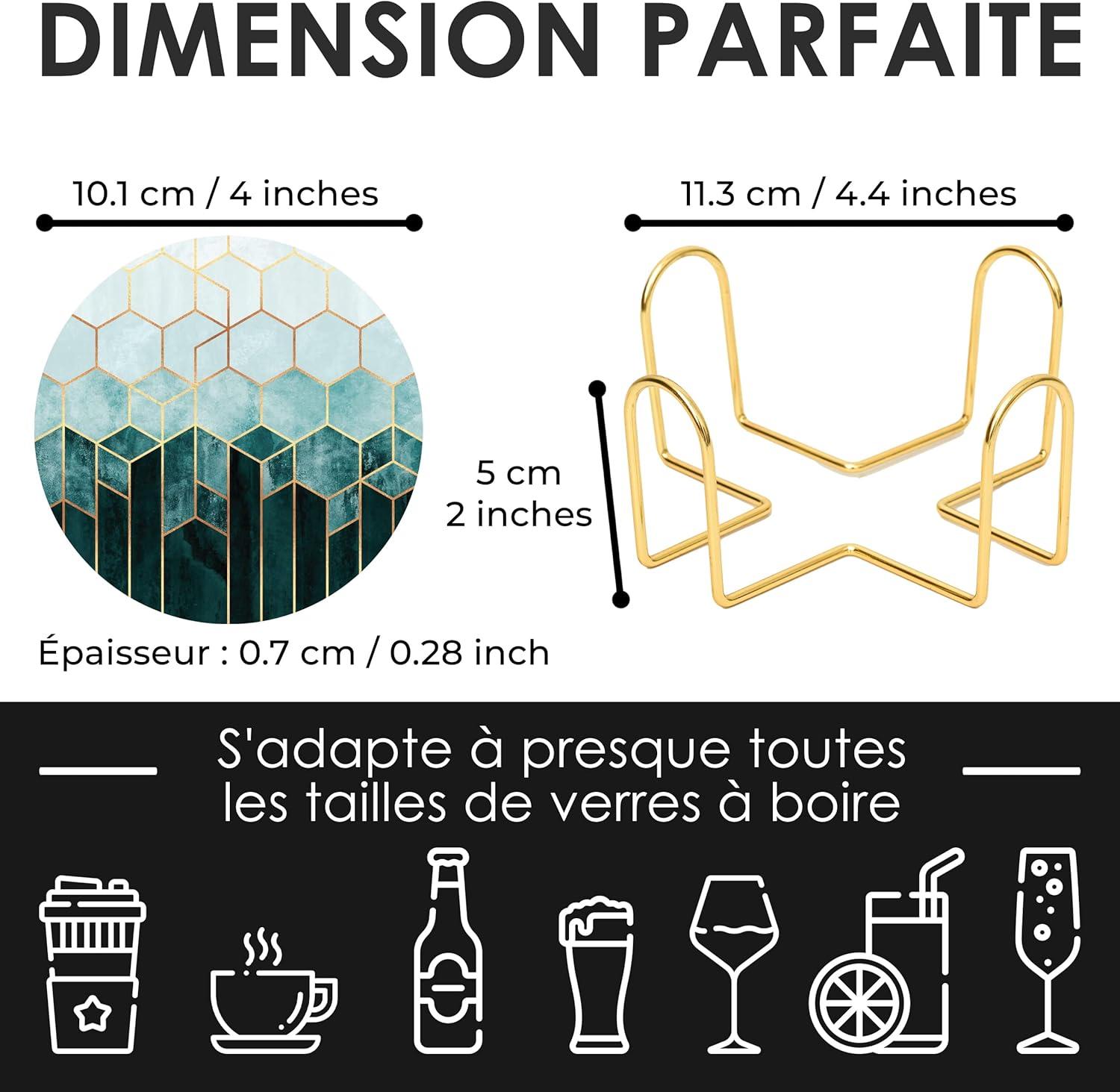 imageLot de 6 Dessous de Verre en cramique Dessous de Verre absorbants avec Support Dessous de Verre Base de lige Dessous de Verre AntiRayures et antidrapants pour Pendaison deCubes