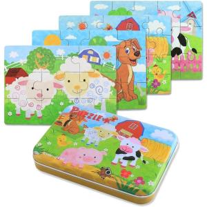 BBLIKE Puzzle Enfant 2 3 4 Ans – 5 en 1 Progressif Educa Puzzles avec Boîte, Jouet Éducatif Montessori Apprentissage Cognitif, Drôle Jeux Cadeau Anniversaire pour Fille Garçon Bebe(Animaux de Ferme)(Animaux de la Ferme)