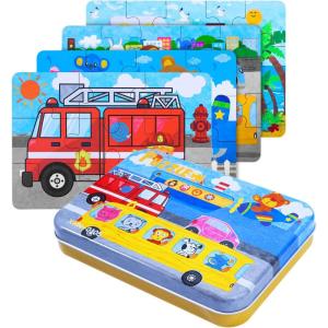 BBLIKE Puzzle Enfant 2 3 4 Ans – 5 en 1 Progressif Educa Puzzles avec Boîte, Jouet Éducatif Montessori Apprentissage Cognitif, Drôle Jeux Cadeau Anniversaire pour Fille Garçon Bebe(Animaux de Ferme)(Série de Transport)