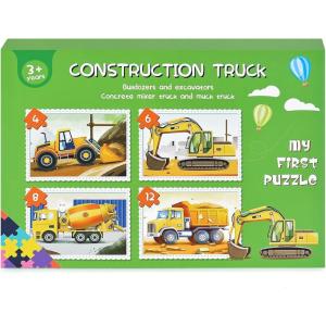 BBLIKE Puzzle Enfant 2 3 4 Ans – 5 en 1 Progressif Educa Puzzles avec Boîte, Jouet Éducatif Montessori Apprentissage Cognitif, Drôle Jeux Cadeau Anniversaire pour Fille Garçon Bebe(Animaux de Ferme)(Véhicules de Chantier)
