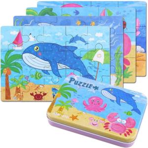 BBLIKE Puzzle Enfant 2 3 4 Ans – 5 en 1 Progressif Educa Puzzles avec Boîte, Jouet Éducatif Montessori Apprentissage Cognitif, Drôle Jeux Cadeau Anniversaire pour Fille Garçon Bebe(Animaux de Ferme)(Organismes Marins)