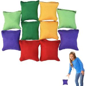 10 Pièces Cornhole Bag, Jeux de Lancer de Sac de Haricots, Sac de Sable pour Jeux d&rsquo;activité Intérieure Pelouse, pour Enfant Extérieurs Jeux de Pratique de Vitesse et d&rsquo;Agilité