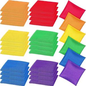 24 Pièces Sacs de Haricots pour Jeux de Lancer, Sacs Cornhole 15×15 cm, Bean Bags Toss Legged Race en Nylon Résistant aux Intempéries, Accessoires d’Extérieur pour Enfants et Adultes Jardin Fête École