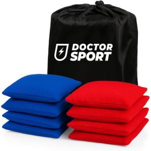 Cornhole Lot de 8 Sacs à Lancer, Sacs à Lancer carrés, pour Jeu de Cornhole, Jeux de Plein air, Sacs de Cornhole, Jeux de Plein air pour Adultes et Enfants(4 bleus + 4 rouges)
