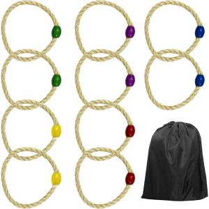 10 Cordes à Lancer d&rsquo;anneaux, avec 1 Sac Noir à Double Cordon, Jeux de Lancer pour Enfants, Jouet à Lancer Rond, Jouets de Plein air,Convient pour Les Anniversaires, Les réunions de Famille