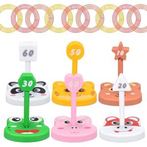 31PCS Sac de Lancer de Cônes avec Anneaux pour Jeux de Lancer, Jeux Exterieur Enfant Kit Jeux Anniversaire Fête, Toss Jeu de Jeux pour Enfants, 18cm Ensemble de Seaux, Sacs de Haricots(Animaux)
