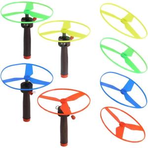 4 Pièces Disque Volant avec Lanceur Set, Ouets Libellule en Bambou, Skyrocopter Jouet Volant avec 4 Lanceurs Et 8 Disques pour Enfants De 3 Ans Et Plus L&rsquo;Intérieur Ou À L&rsquo;Extérieur(10Cm)