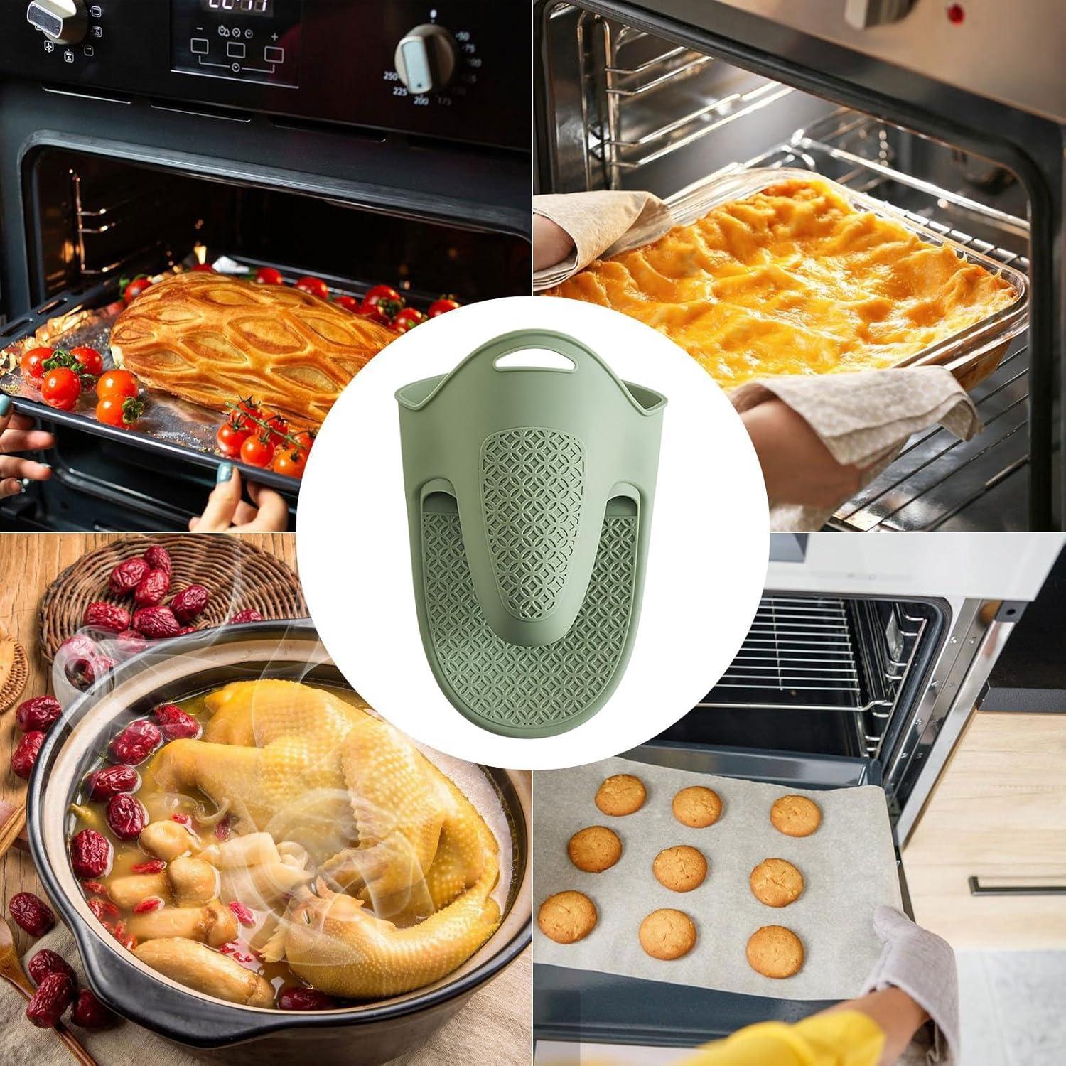 imageMoufles de Cuisine pour Four Mitaines De Four De Cuisine en Silicone Gants Impermables Antidrapants Rsistants la Chaleur pour Maison Camping BBQ GrillVert de Larme